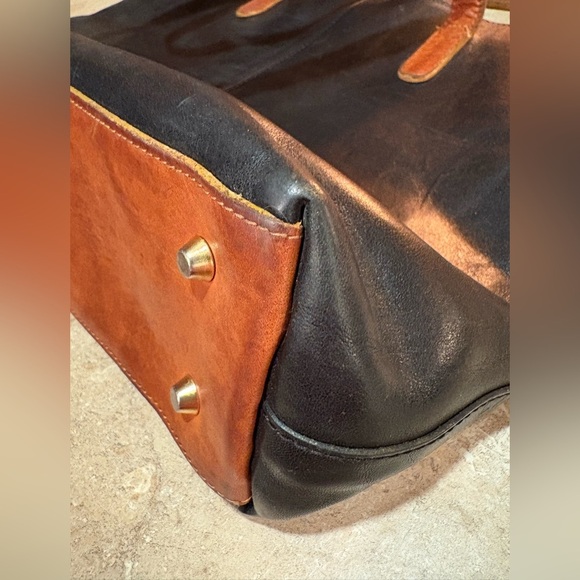 Valentina Black and Brown Shoulder Bag with Leather Handles - Picture 10 of 16